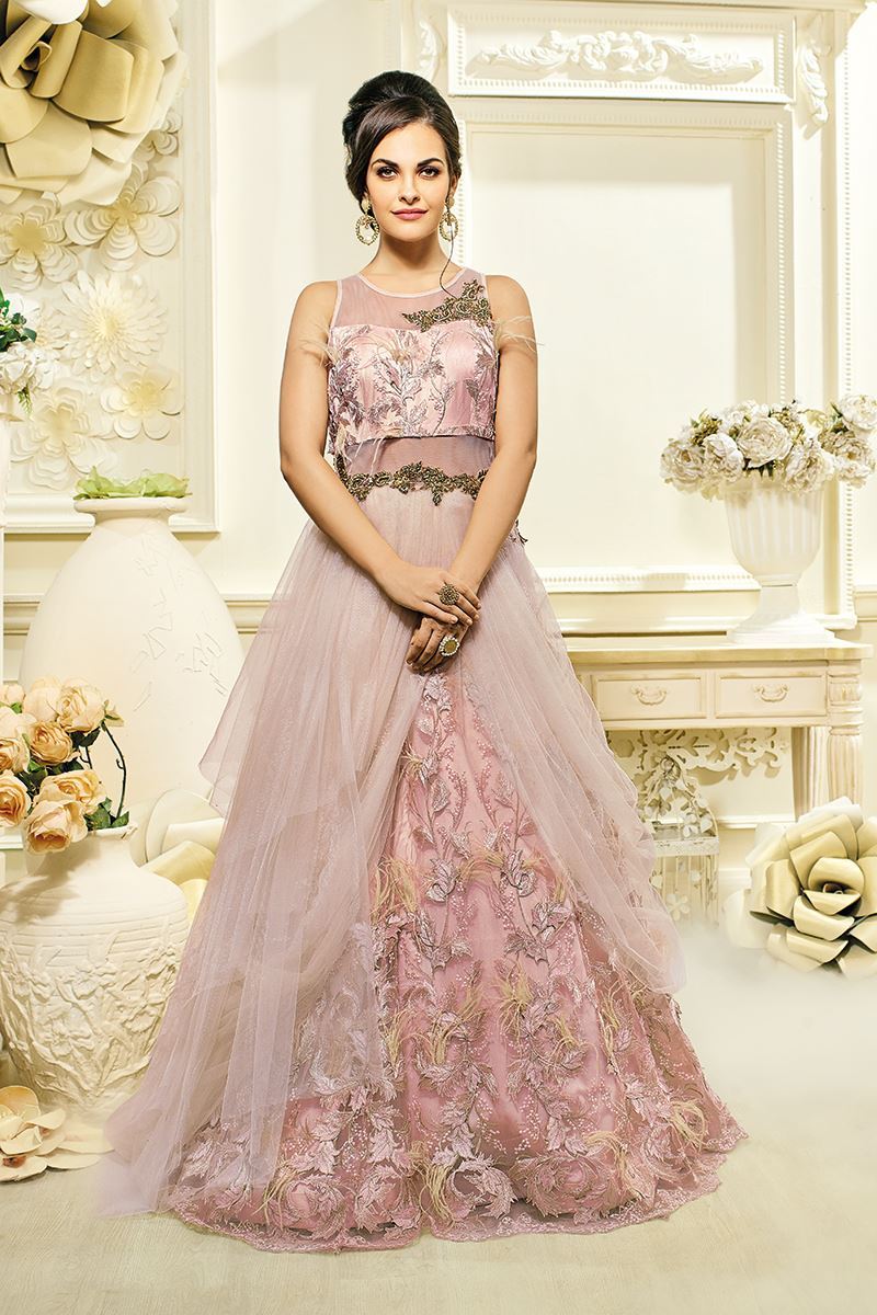 Sensational mauve pink designer gown