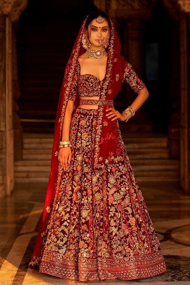 Beautiful Exclusive Designer Maroon Color Bridal Lehenga Choli-Bridal Lehenga