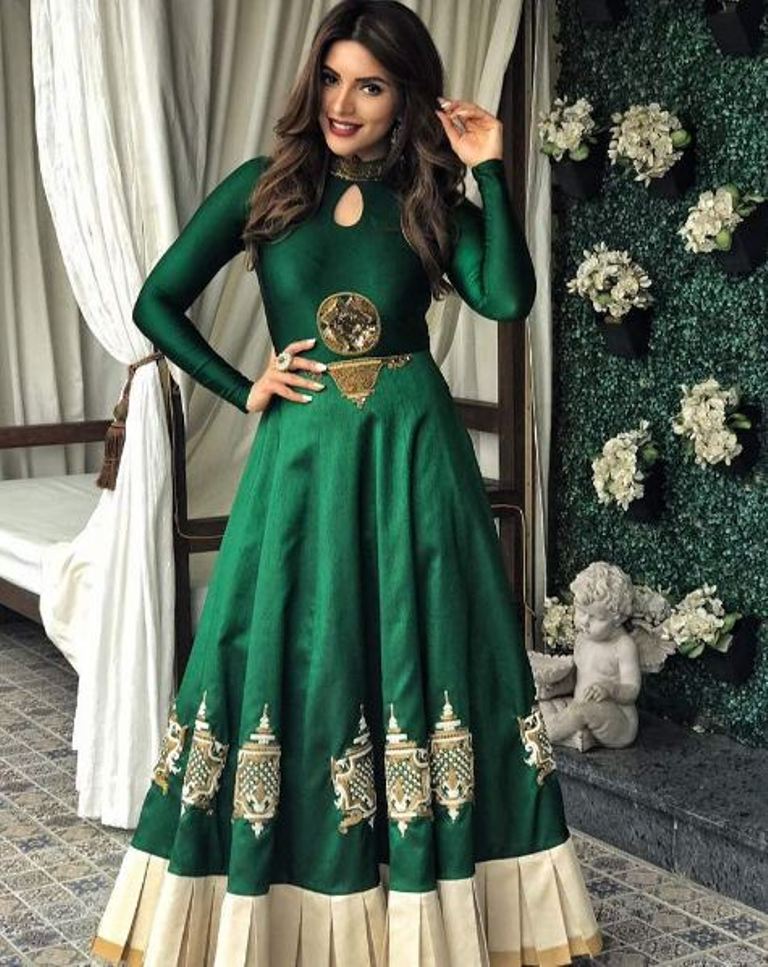 Bollywood Style Stunning Shamal Green Semi Stitched Gown