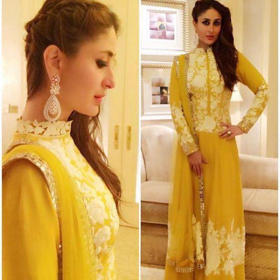 Bollywood Fame lemon Yellow Color Georgette White Embroidered Work Readymade Gown with Dupatta