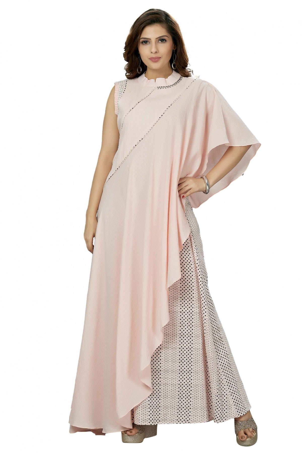 Cotton Party Wear Kurti In Light Pink Colour