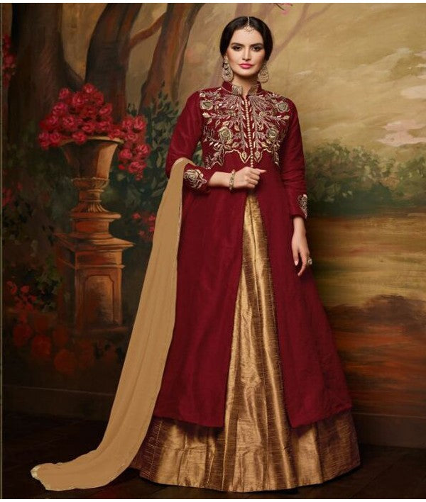 Style Amaze Maroon & Beige Color Lovely Indo Western Suit
