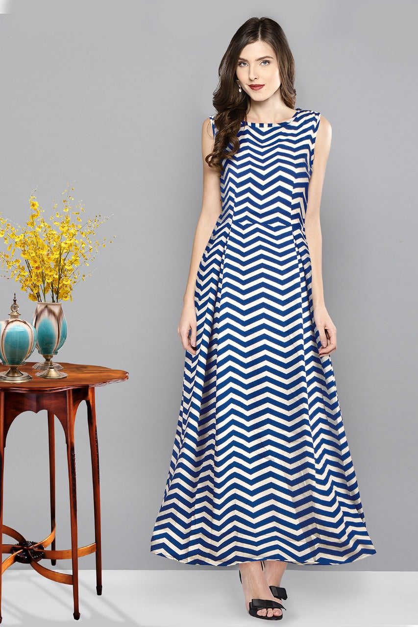 Blue Colour Premium Silk Full Stitched Gown