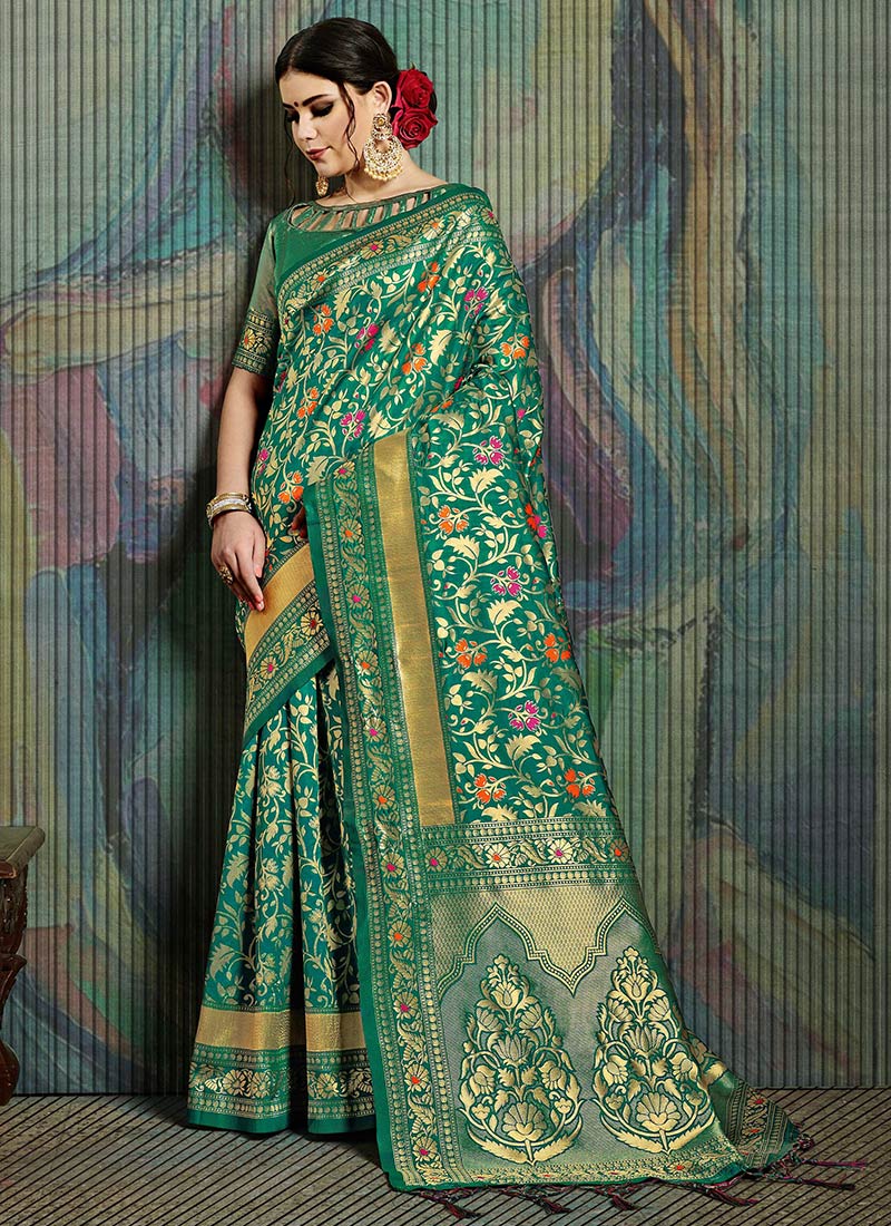Green Art Silk Jacquard Saree