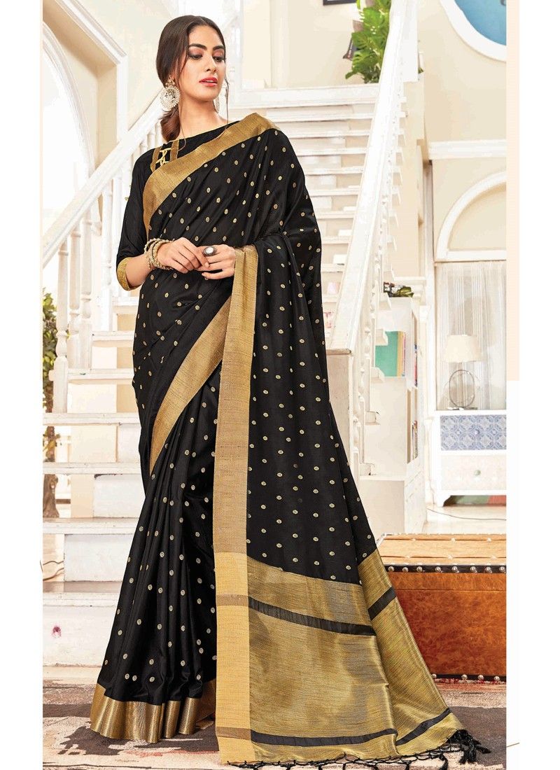 Handloom Silk Black Traditional Wedding Saree Collection