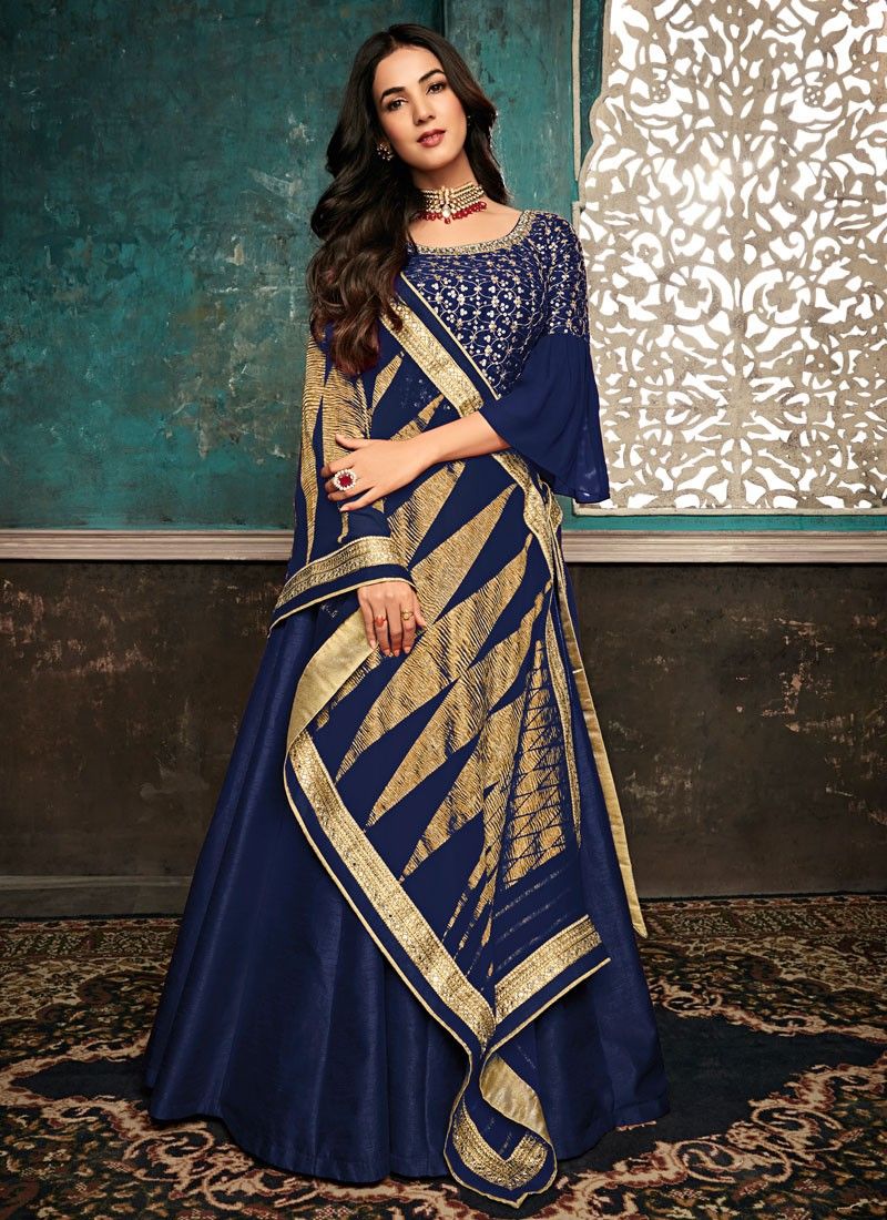 Most Demanded Royal Blue Gown Style Anarkali Suit For Ceremony