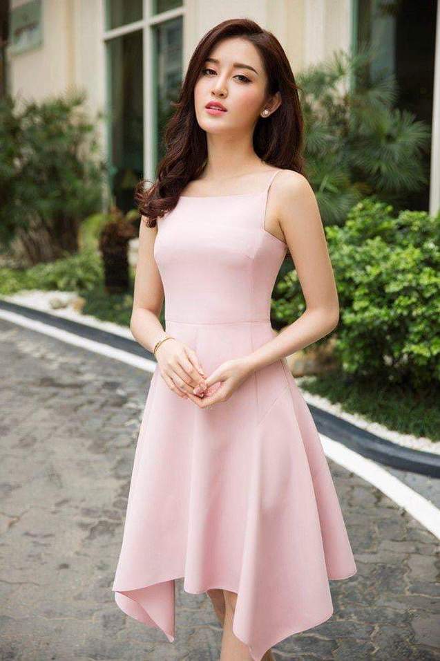 Pink high low classy dress