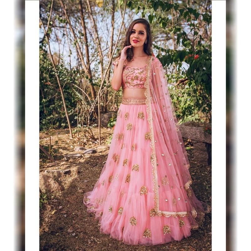Mesmeric Party Wear Rose Pink Color LehengaCholi