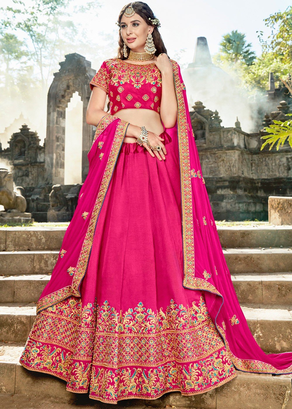 Magenta Richly Embroidered Art Silk Lehenga Choli