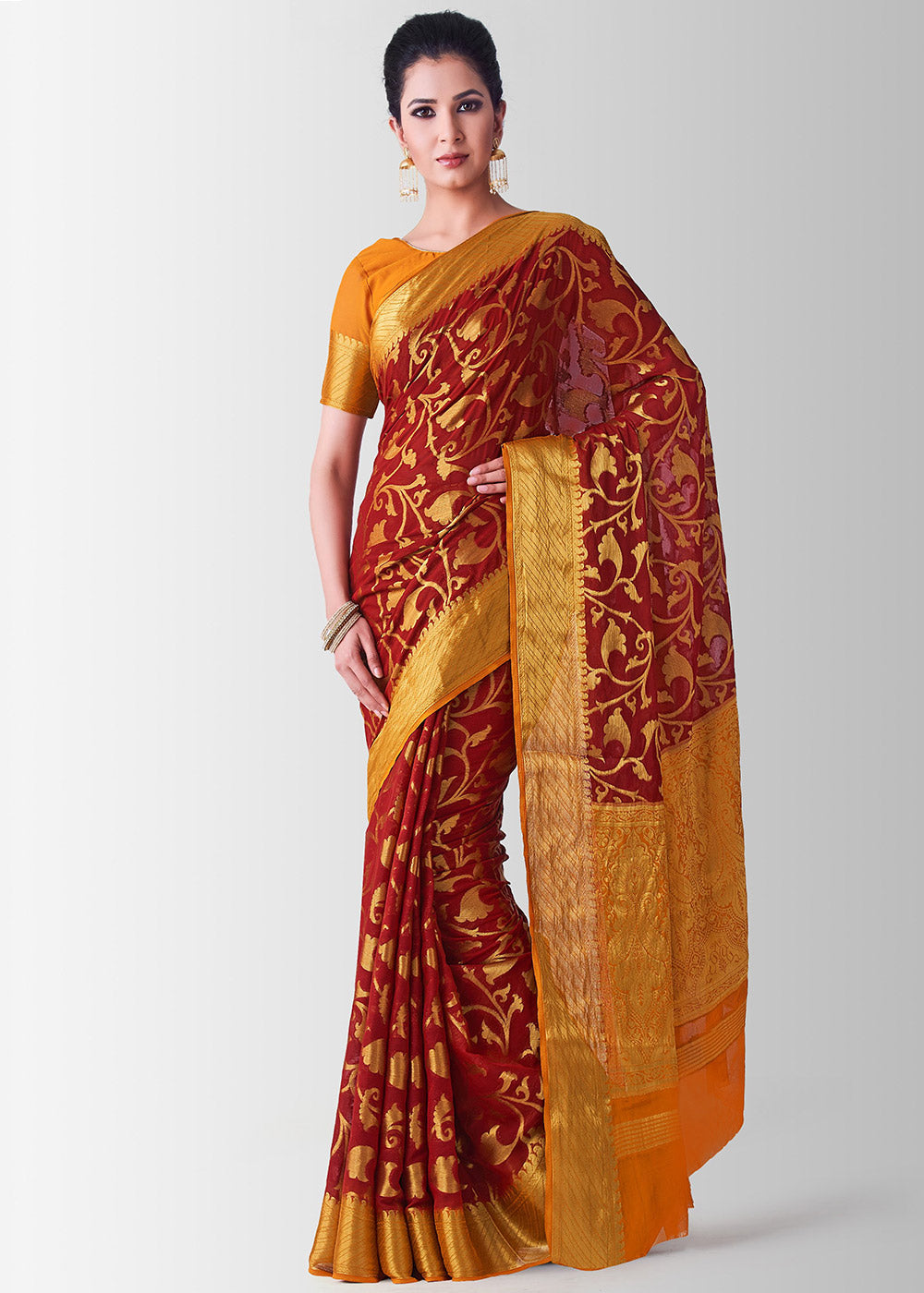 Maroon Kanjivaram Silk Bridal Saree