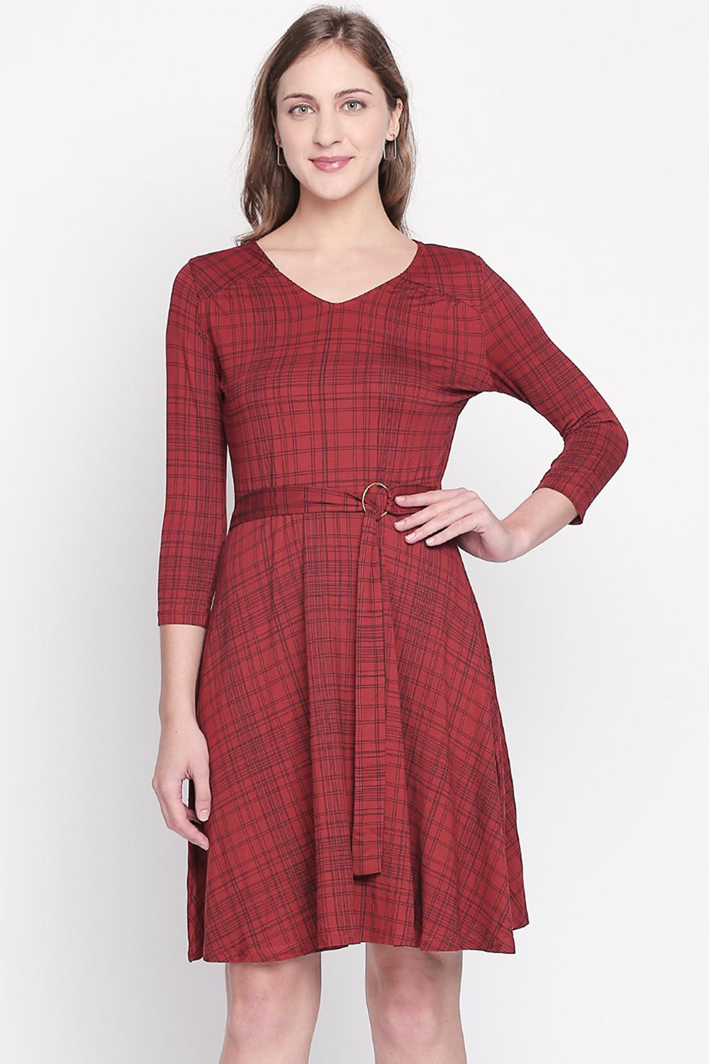 Women Printed Rust Dress
