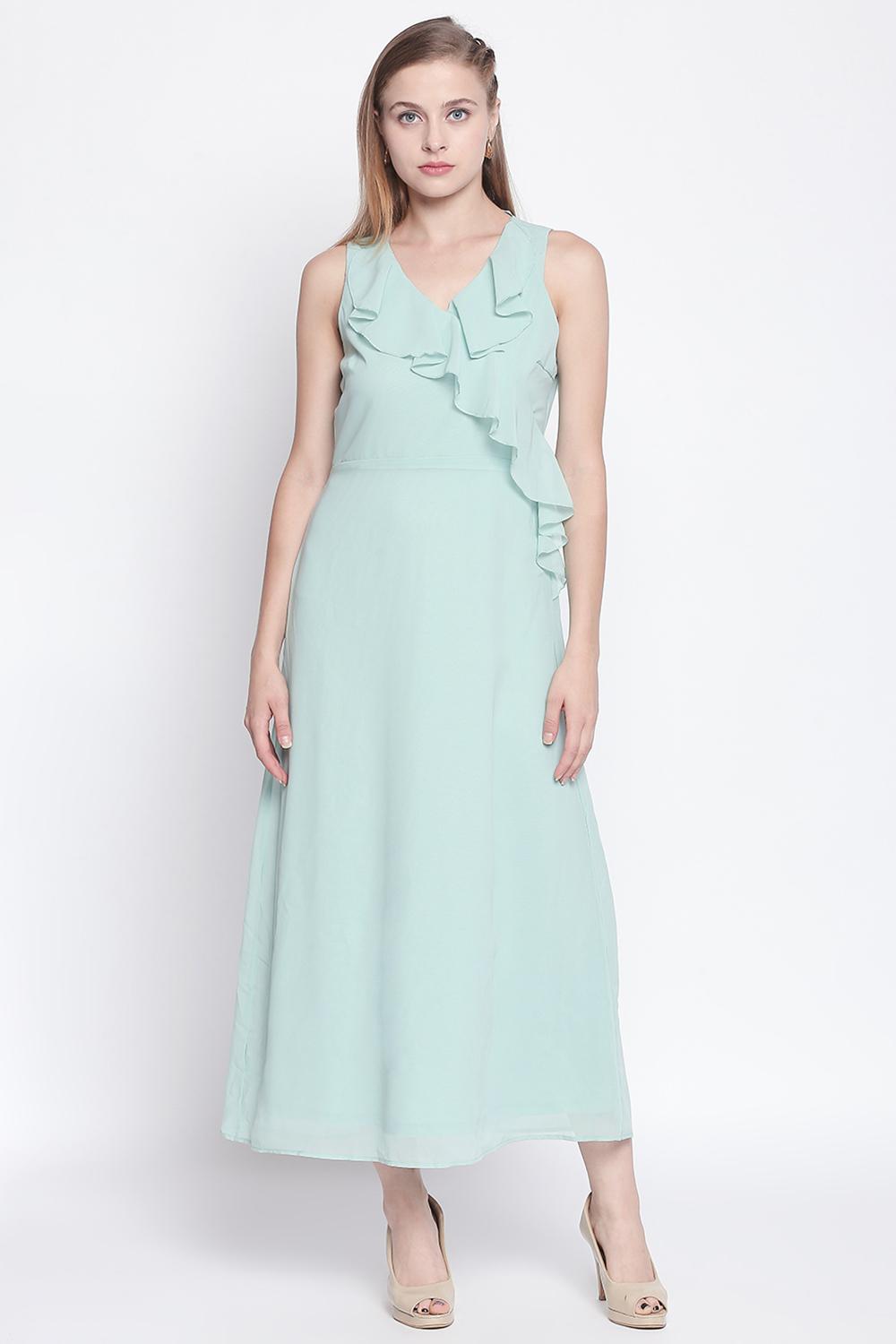 Forever Glam Women Solid Light Green Dress