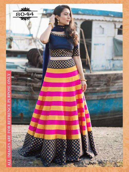 Blue silk embroidered lehenga with dupatta