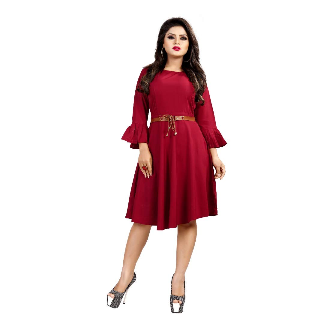 Women's Designer Readymade Crepe Fit and Flare Dress