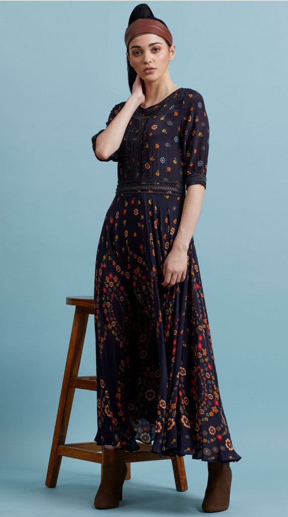 NAVY BLUE FLORAL DRESS