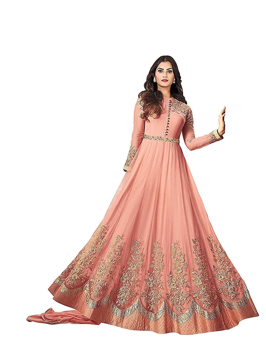 Royal Export Women's Net Floor length Readymade Gown