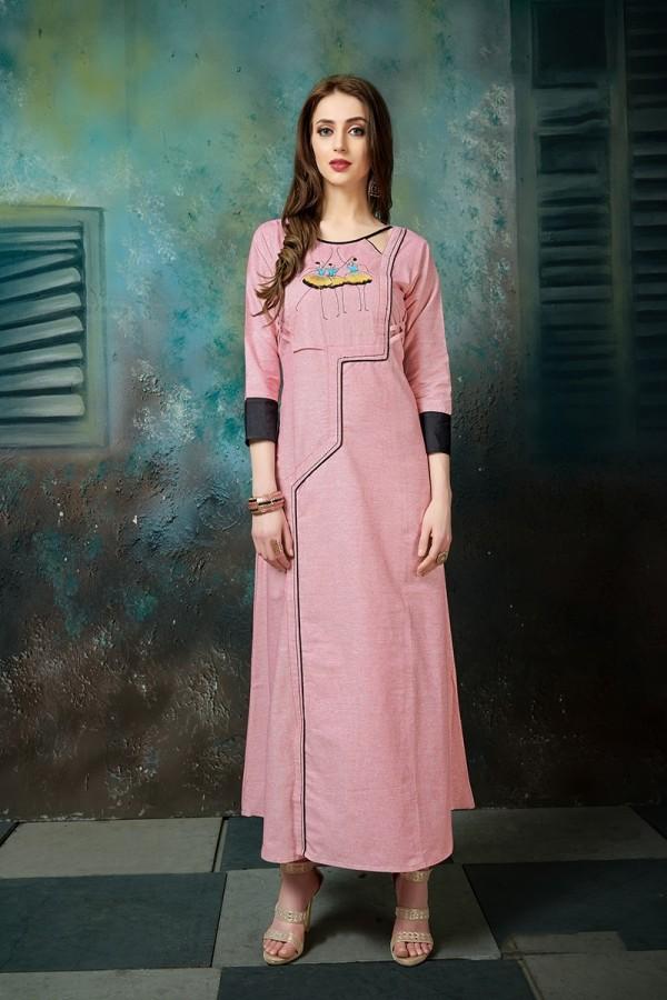 Pink Khadi Cotton Kurti