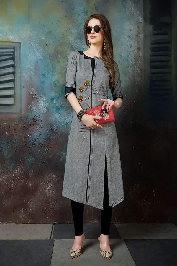 Grey Khadi Cotton Kurti