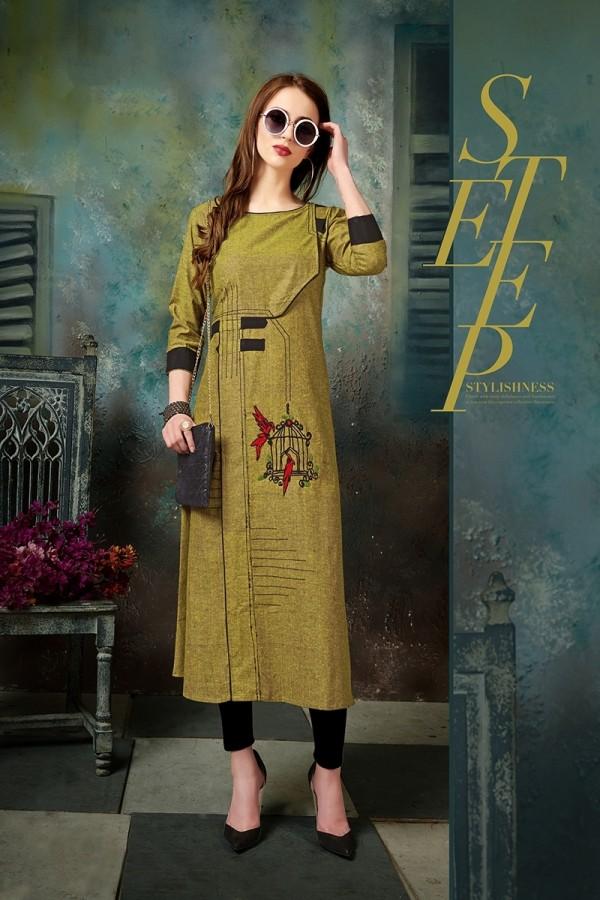 Mustard Khadi Cotton Kurti