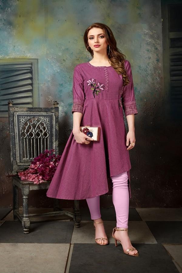 Magenta Khadi Cotton Kurti