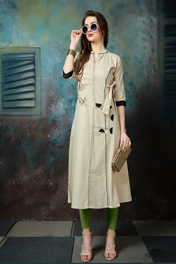 Cream Khadi Cotton Kurti