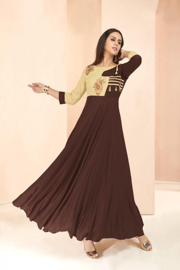 Brown Rayon Kurtia