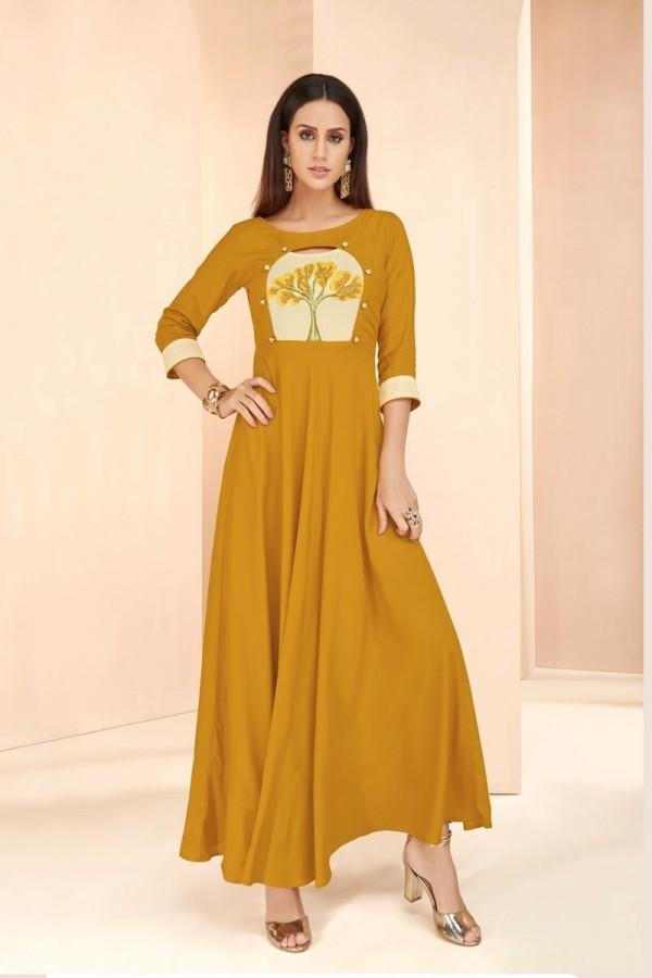 Mustard Rayon Kurti