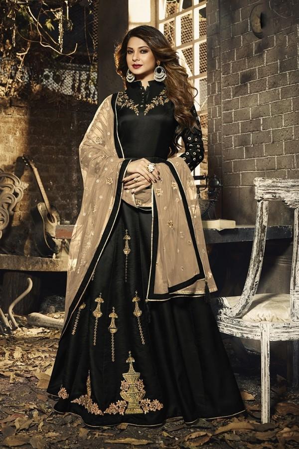Black Silky Georgette Gown