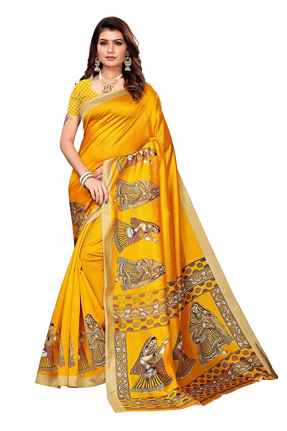 Women's Art silk with blouse piece Saree