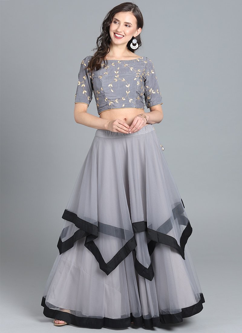 Bollywood Vogue Custom Made Grey Skirt Set