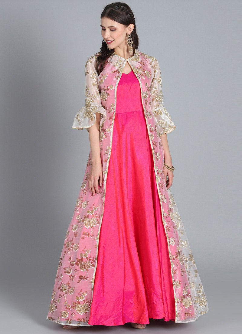 Bollywood Vogue Customised White N Pink Gown