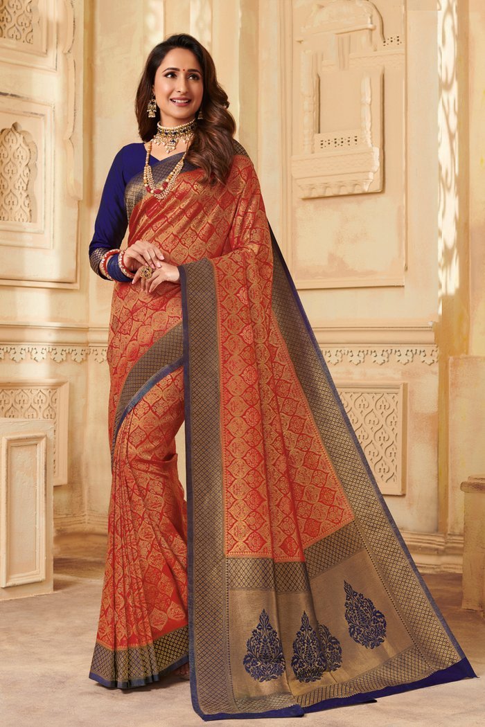 RED ZARI WOVEN HANDCRAFTED KANJIVARAM SAREE