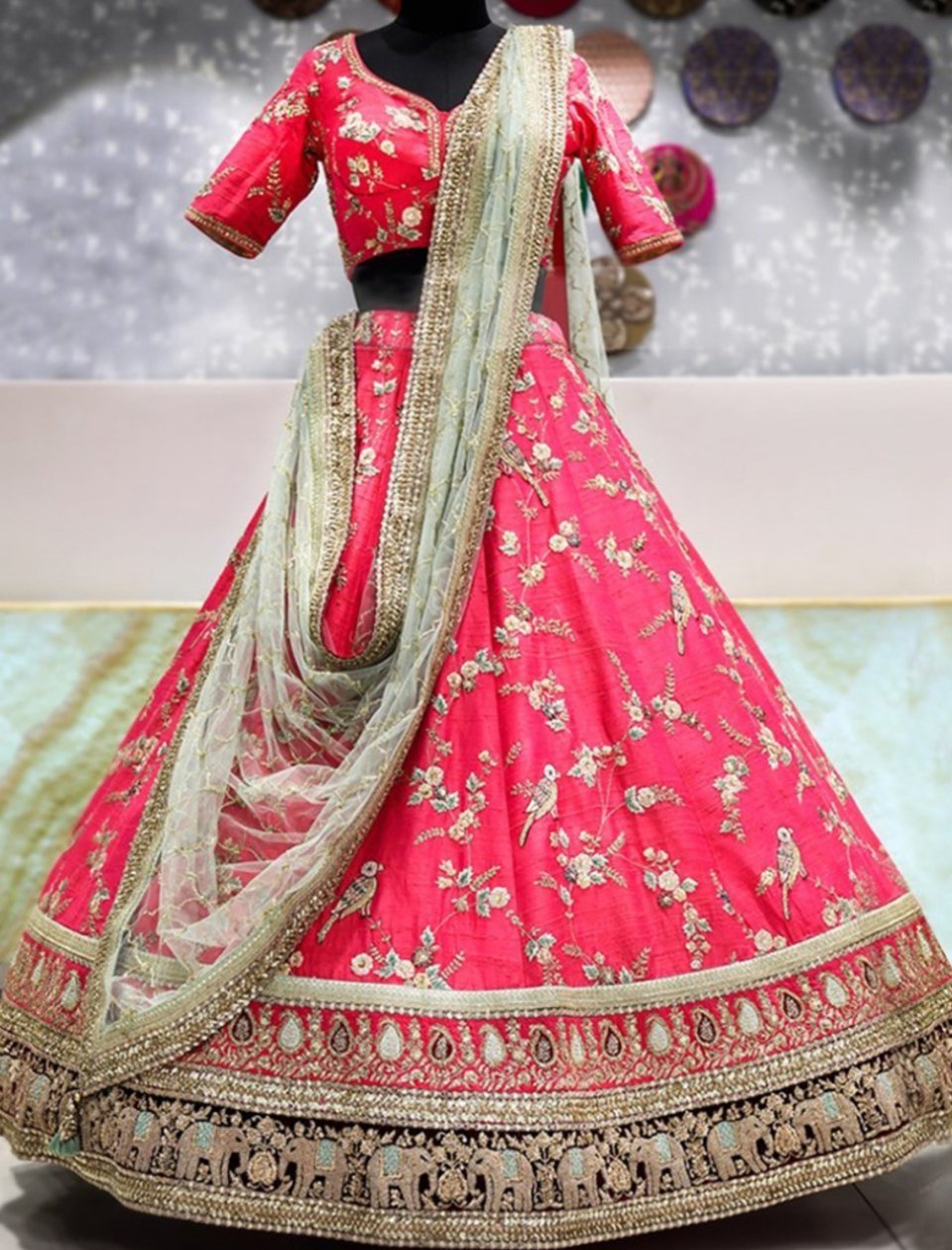 Celebrity Wear Bollywood Inspired Pink Silk Net Lehenga Choli
