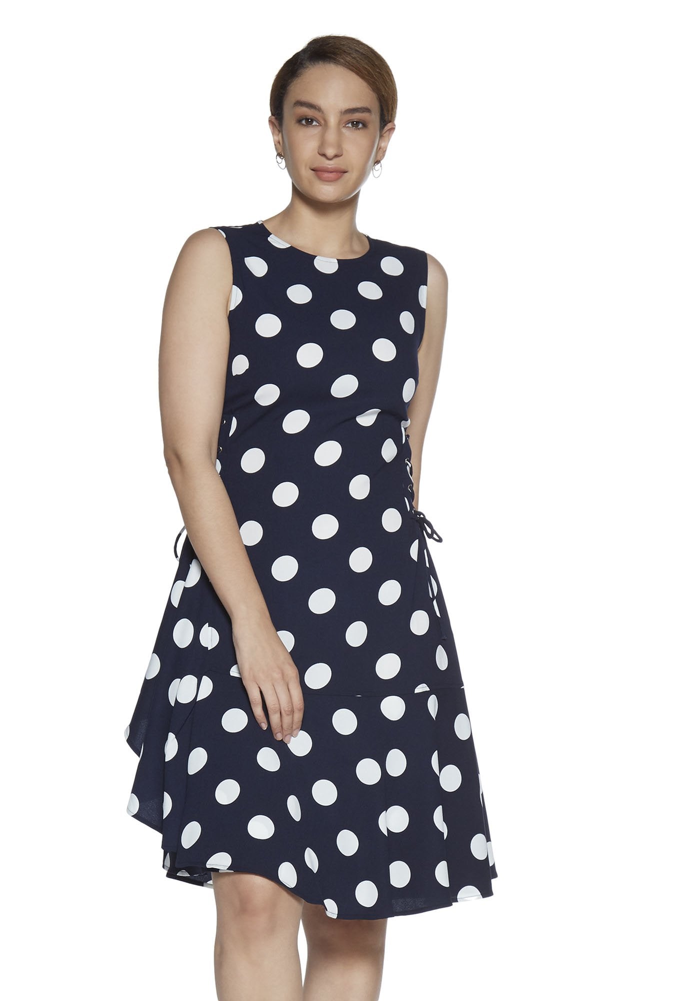 Navy Polka Dotted Grace Dress