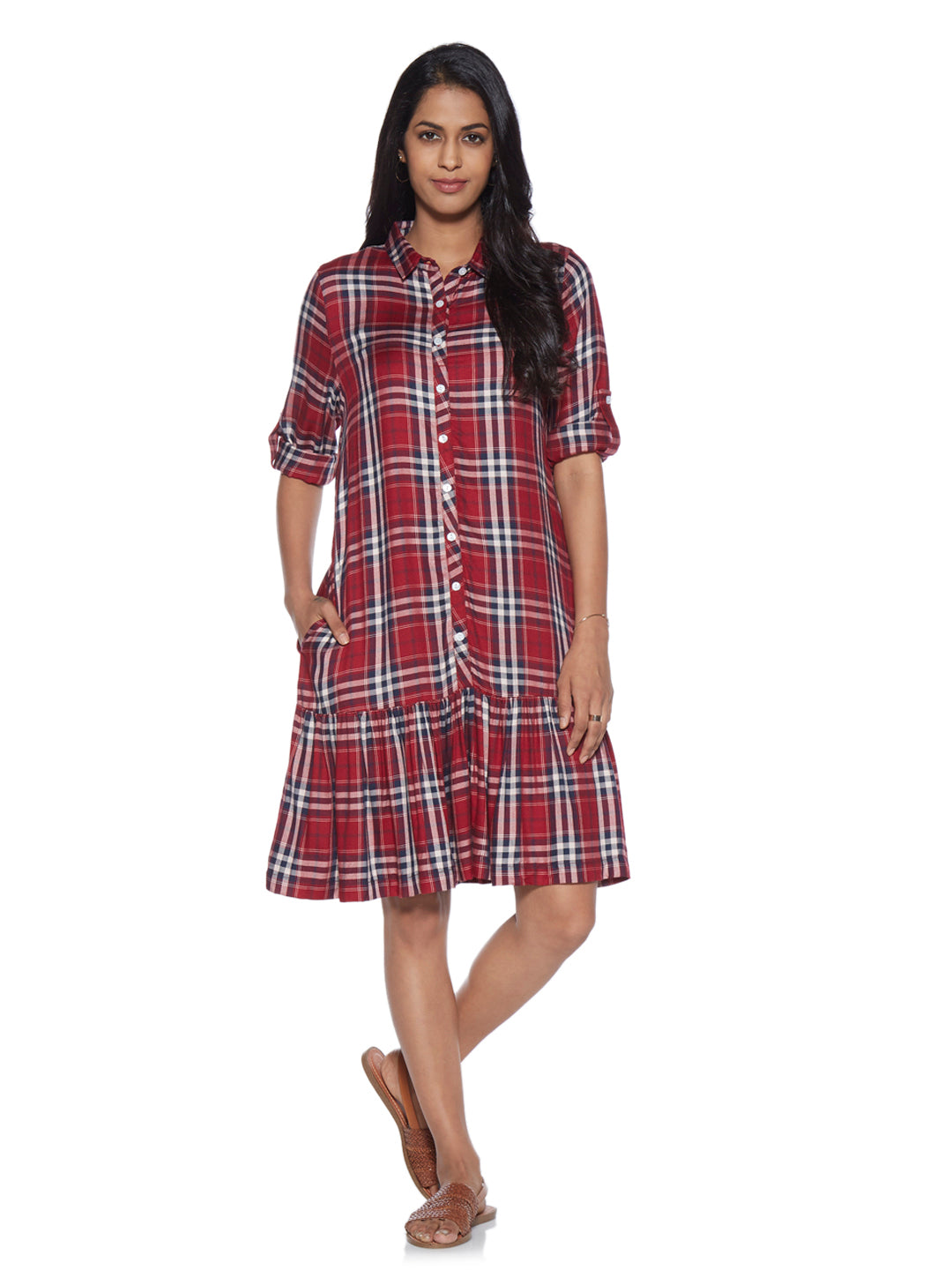 Westside Red Checkered Jasper Shirtdress