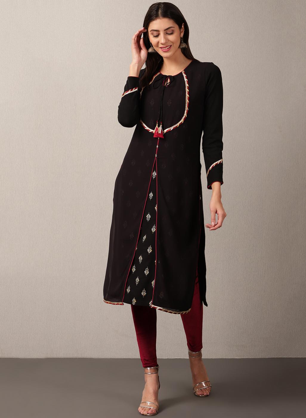 Black Regular Printed Kurta