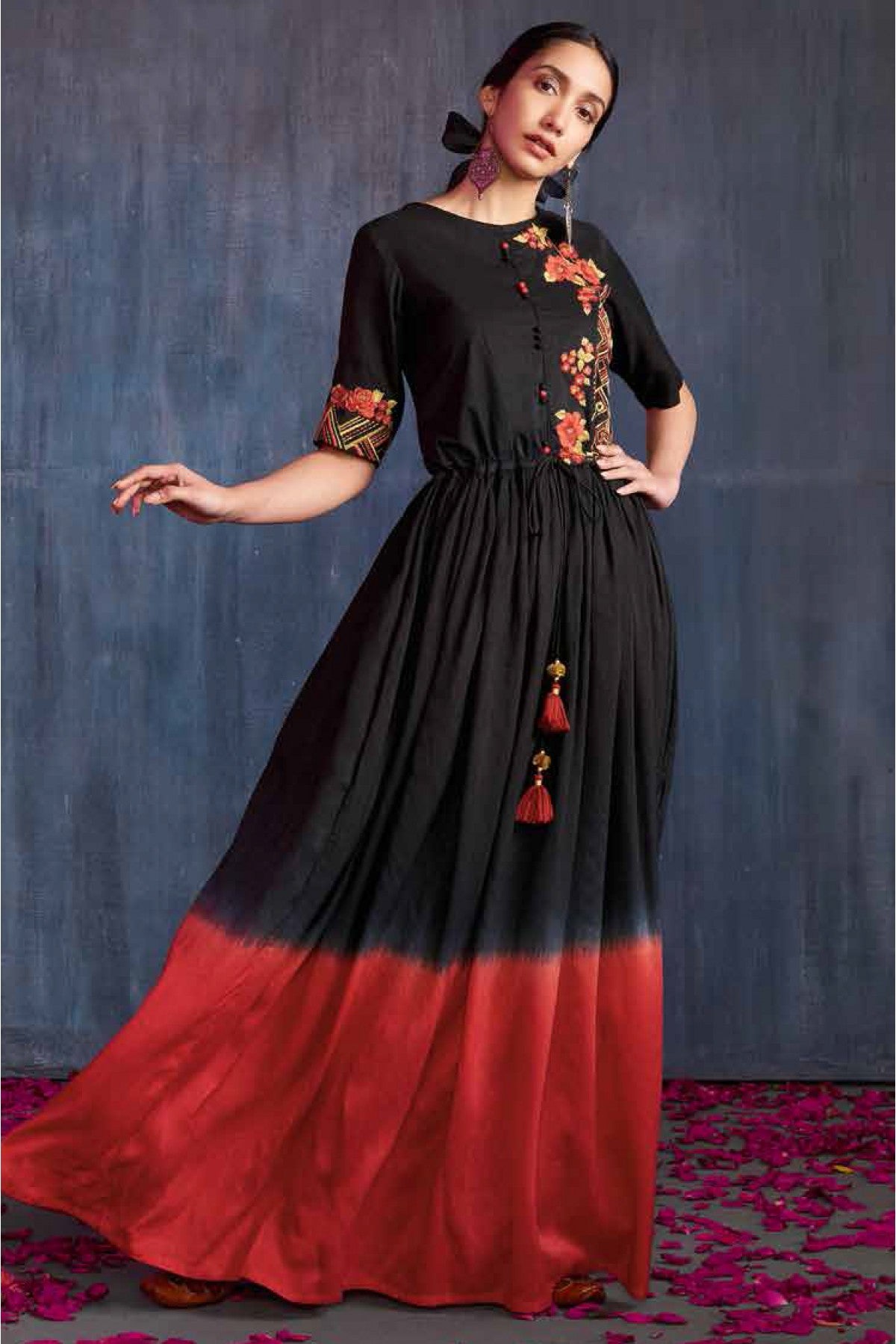 Pure Viscose Kurti In Black Colour