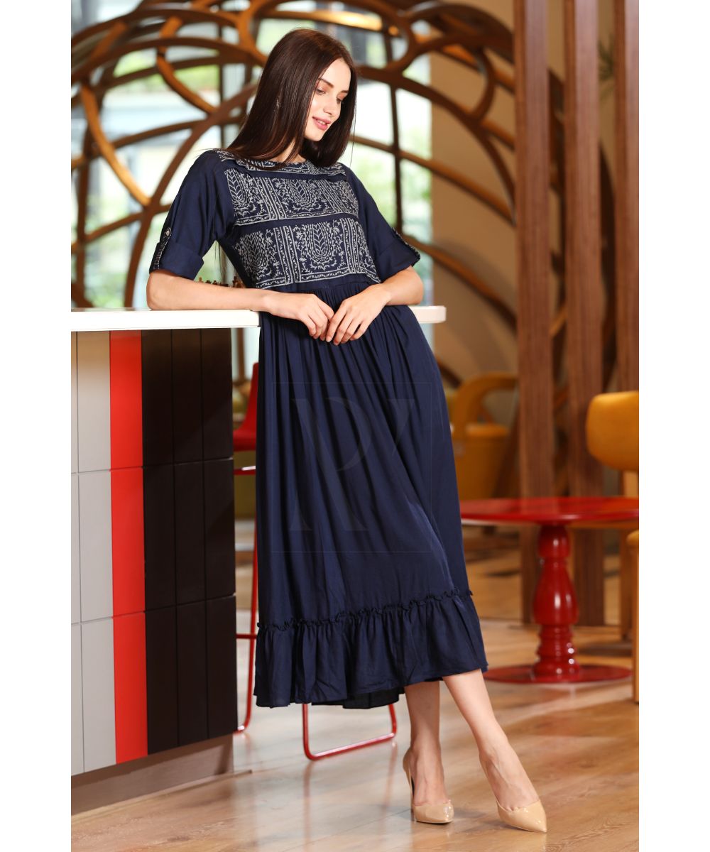 NAVY BLUE PLEATED