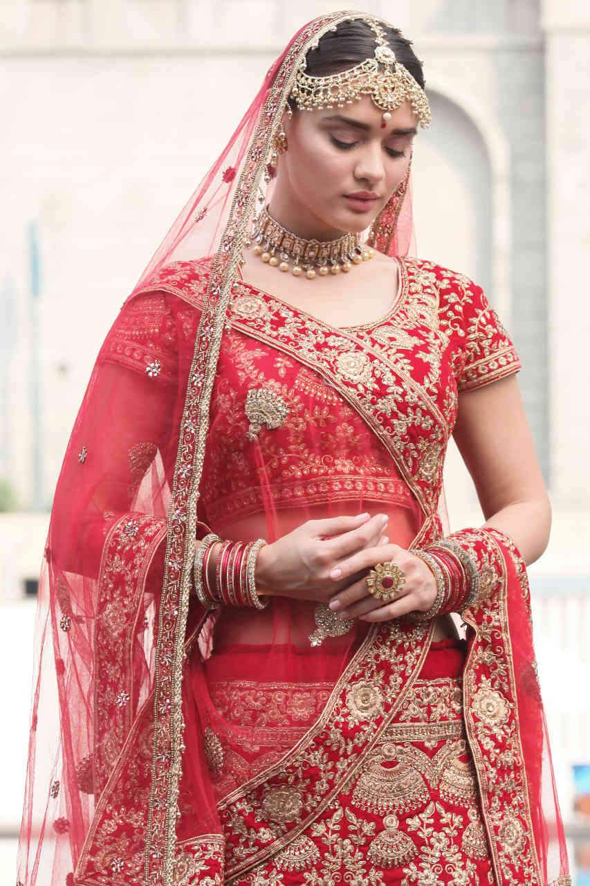 Traditional red wedding lehenga