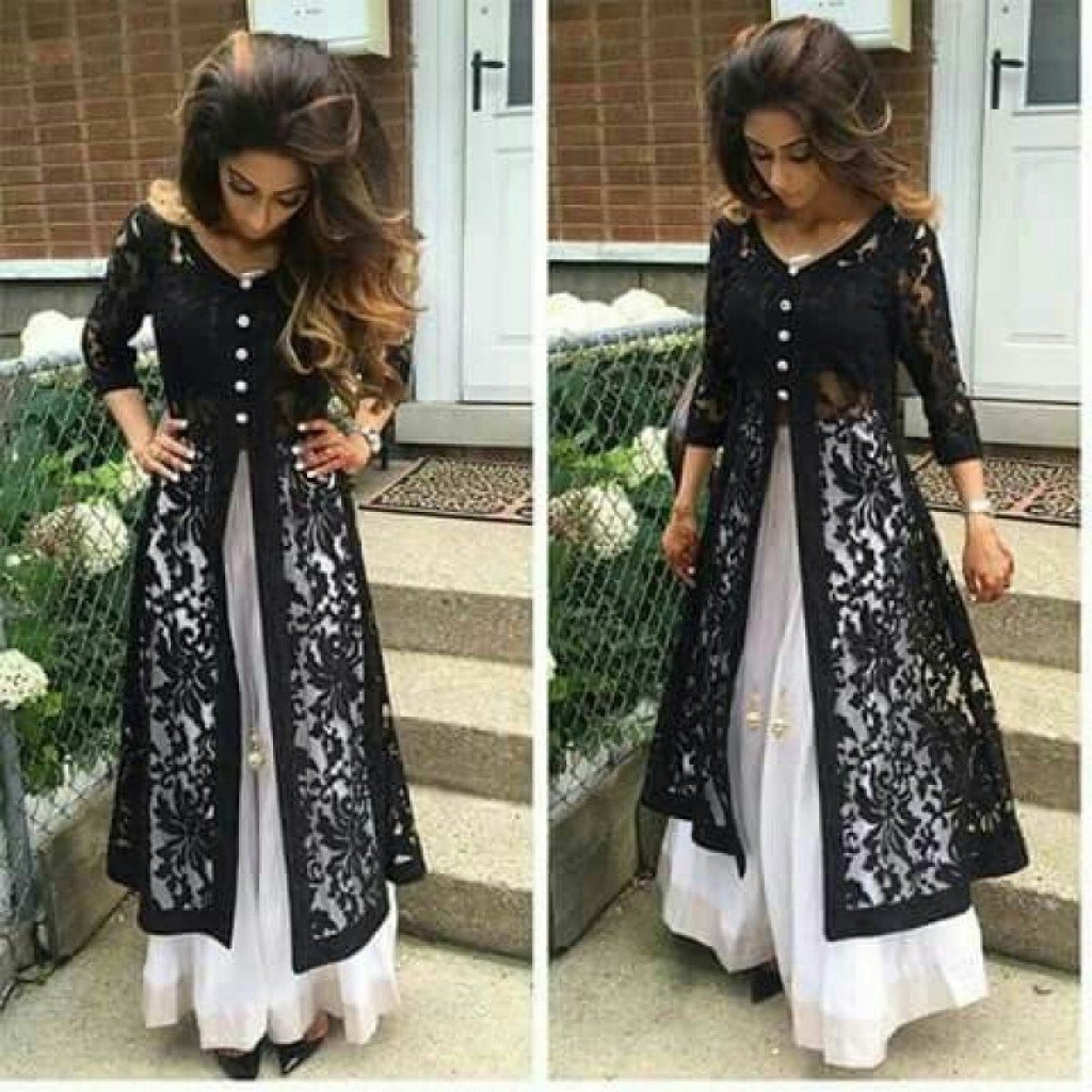 Indo Western Crop Top With Jacket Semi-Stitched