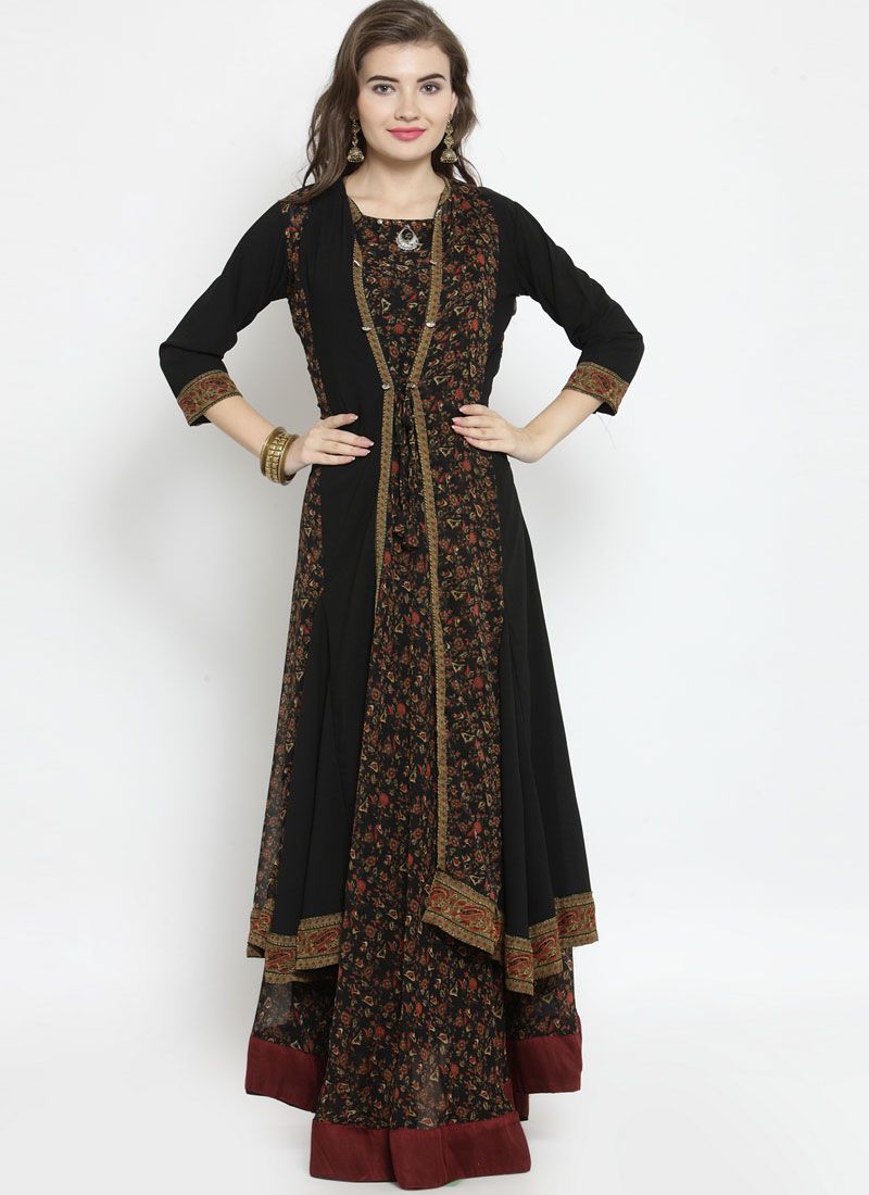 Black Party Georgette Party Wear Kurti
