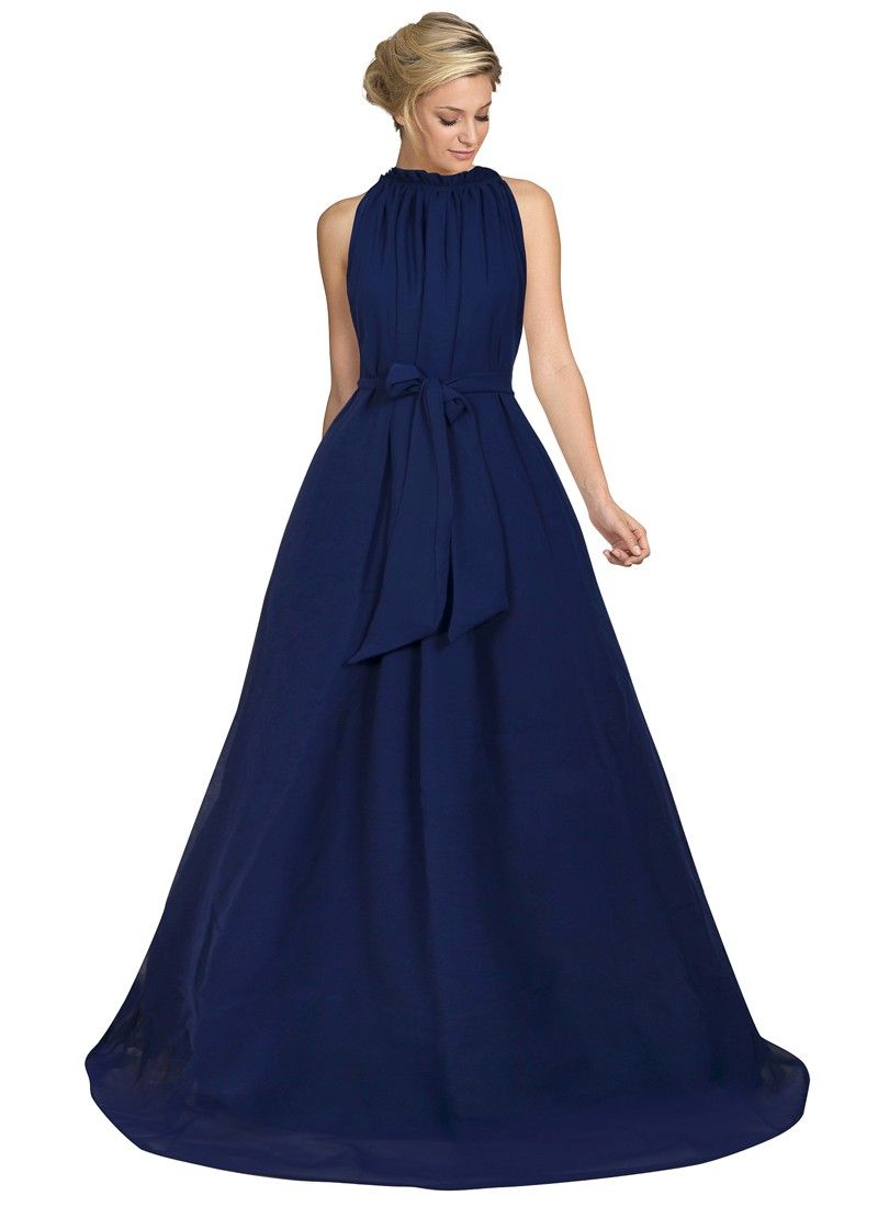 Blue Sleevless One Piece Western Gown