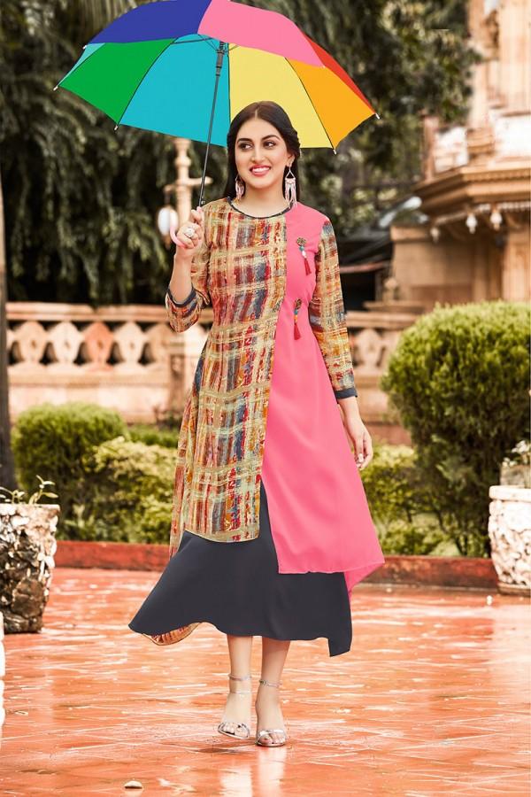 Creative Multicolor Georgette Printed Kurti