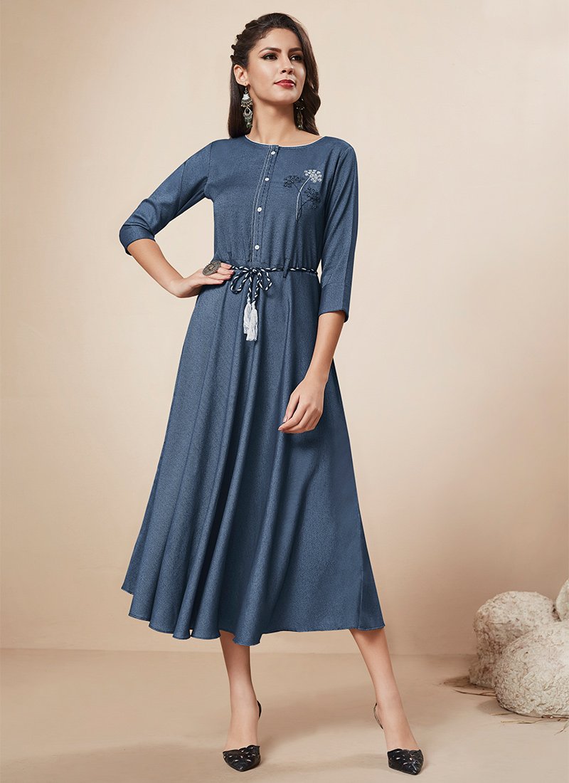 Blue Printed Dress