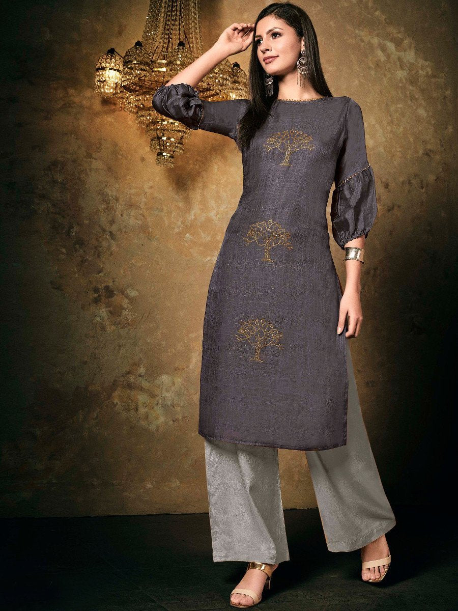 Brown Stone Work Kurta