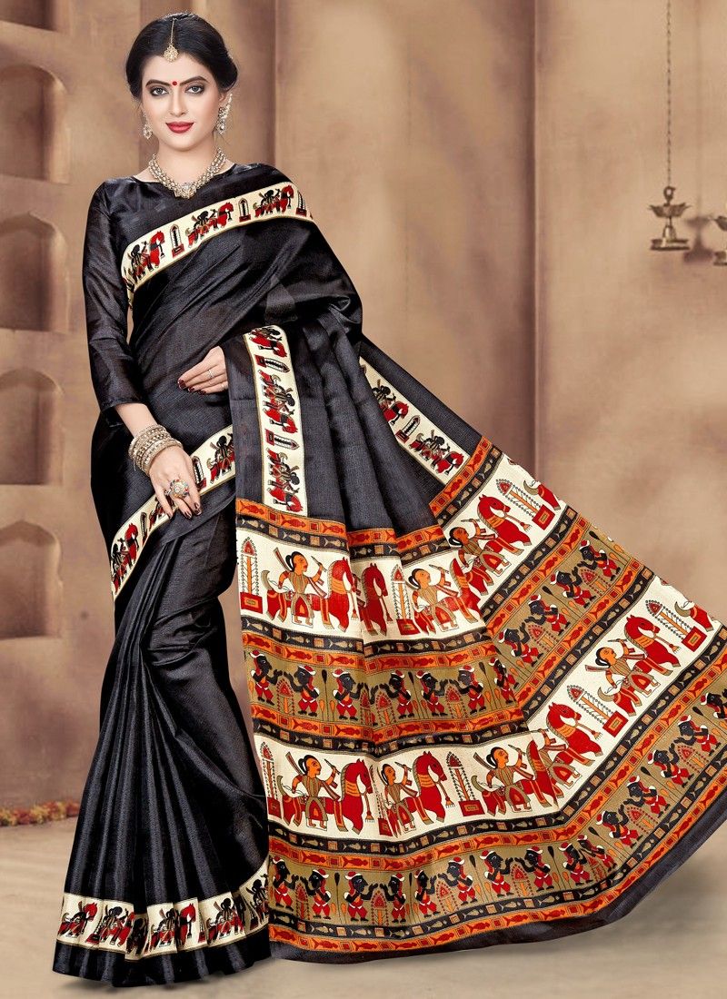 Demanding Black Khadi Silk Saree