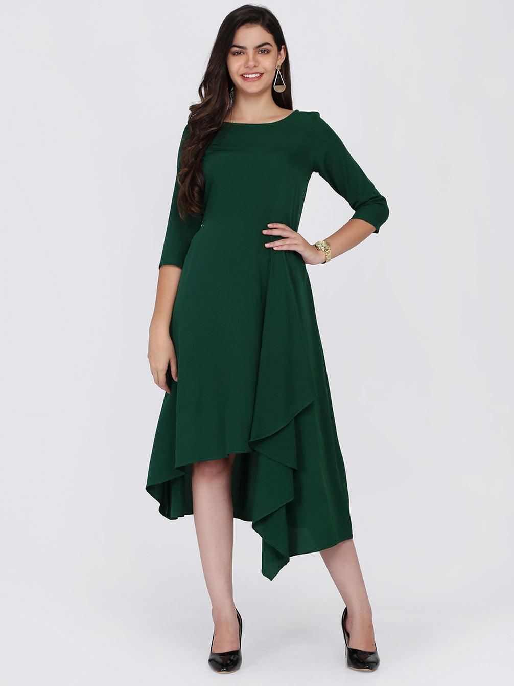 Green Asymmetric Cocktail Dress