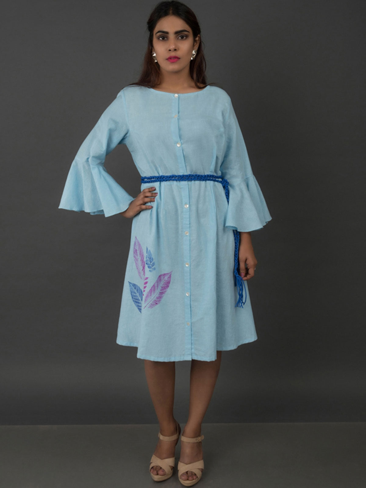 Front Open Midi Skater Dress