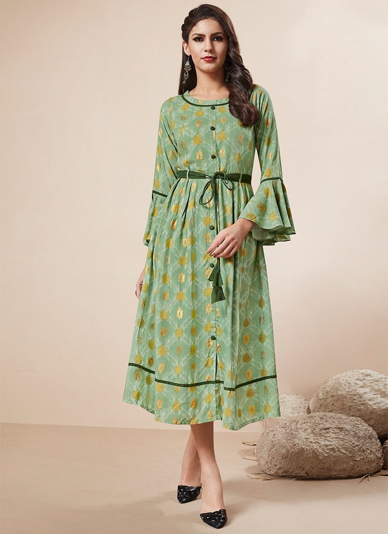 Green Printed Dress