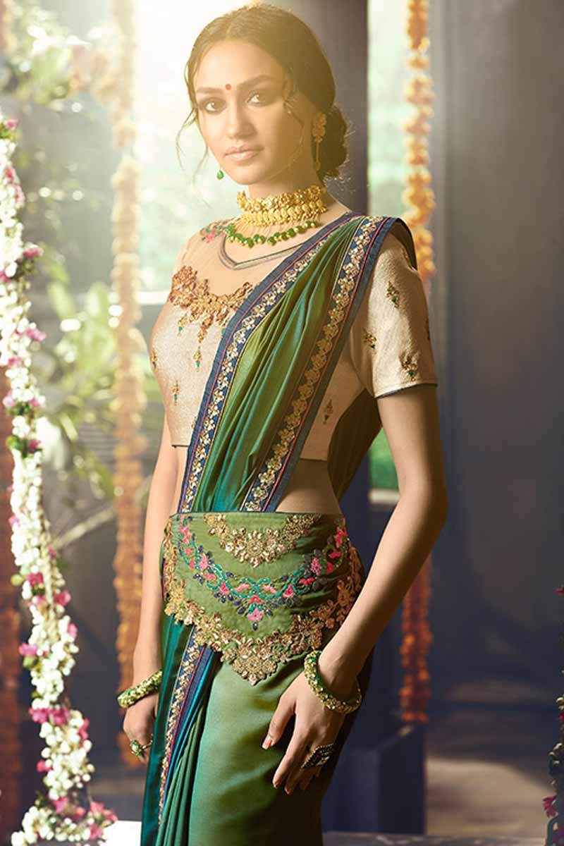 Green Silk Saree With Silk Blouse